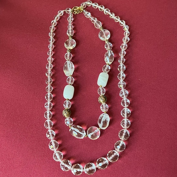 Jewelry - Crystal glass bead necklace and earrings